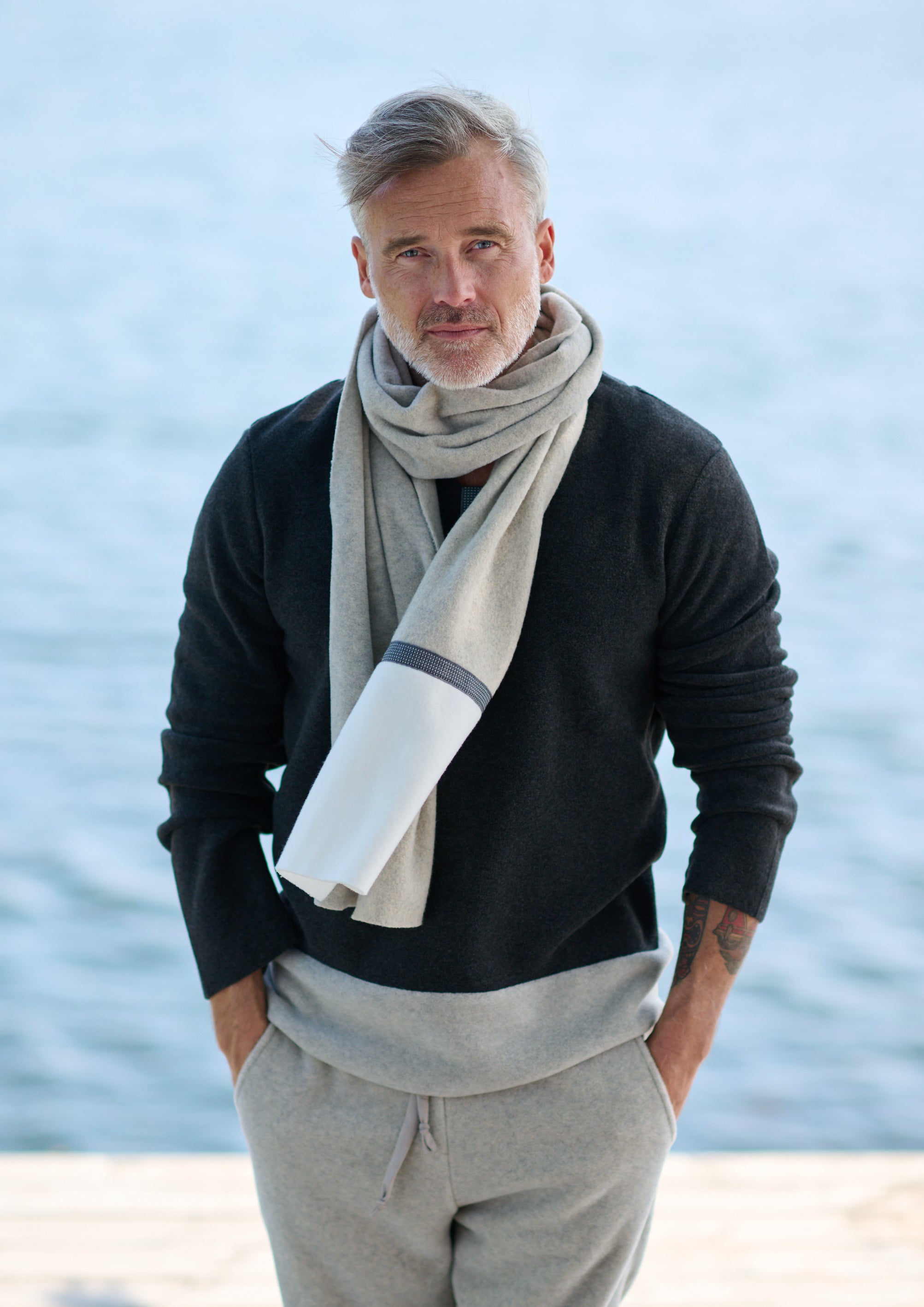 CARL BY STEFFENSEN COPENHAGEN SCARF MEN - 1015C L & S ACCESSORIES SAND/OFF WHITE 450