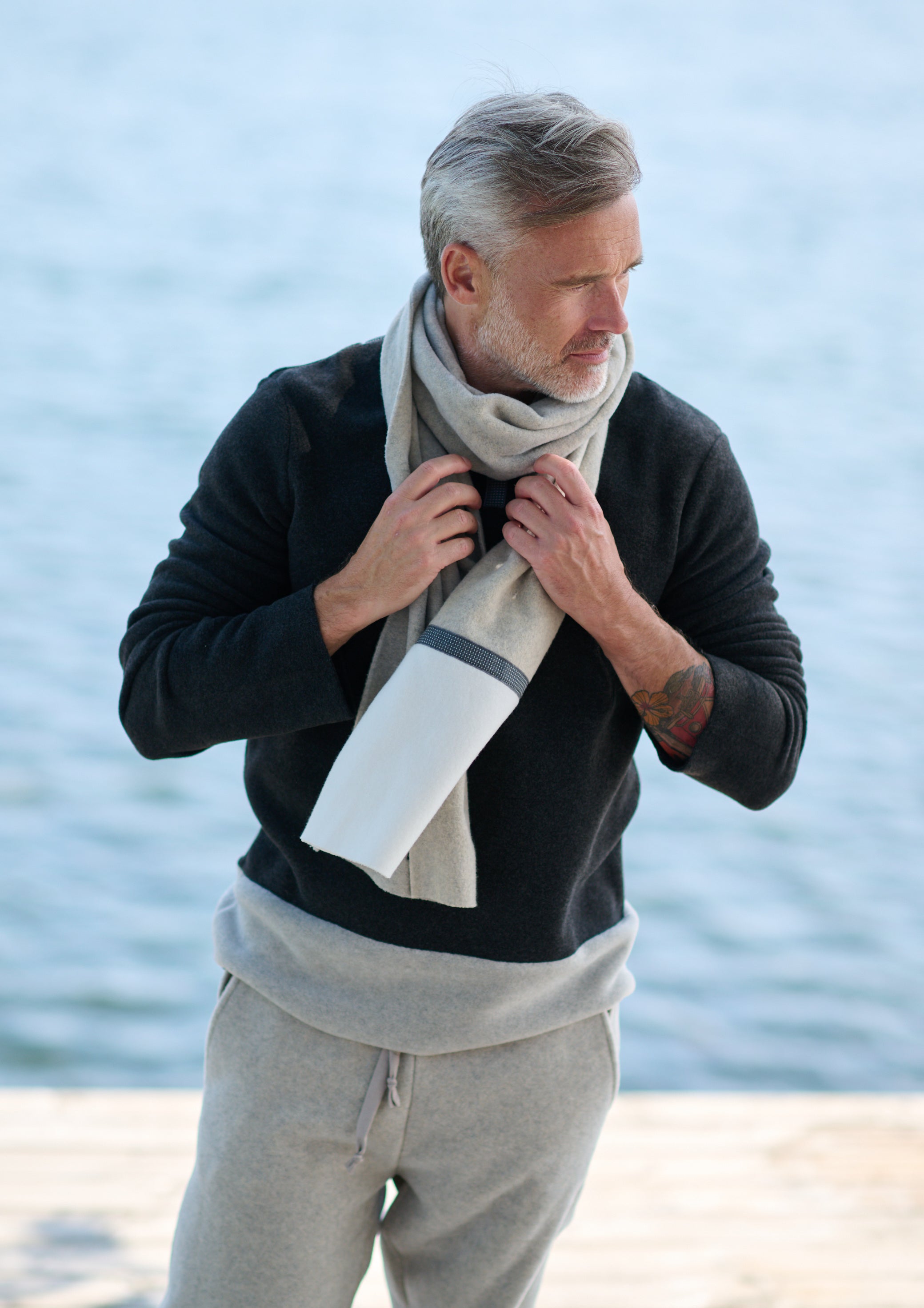 CARL BY STEFFENSEN COPENHAGEN SCARF MEN - 1015C L & S ACCESSORIES SAND/OFF WHITE 450