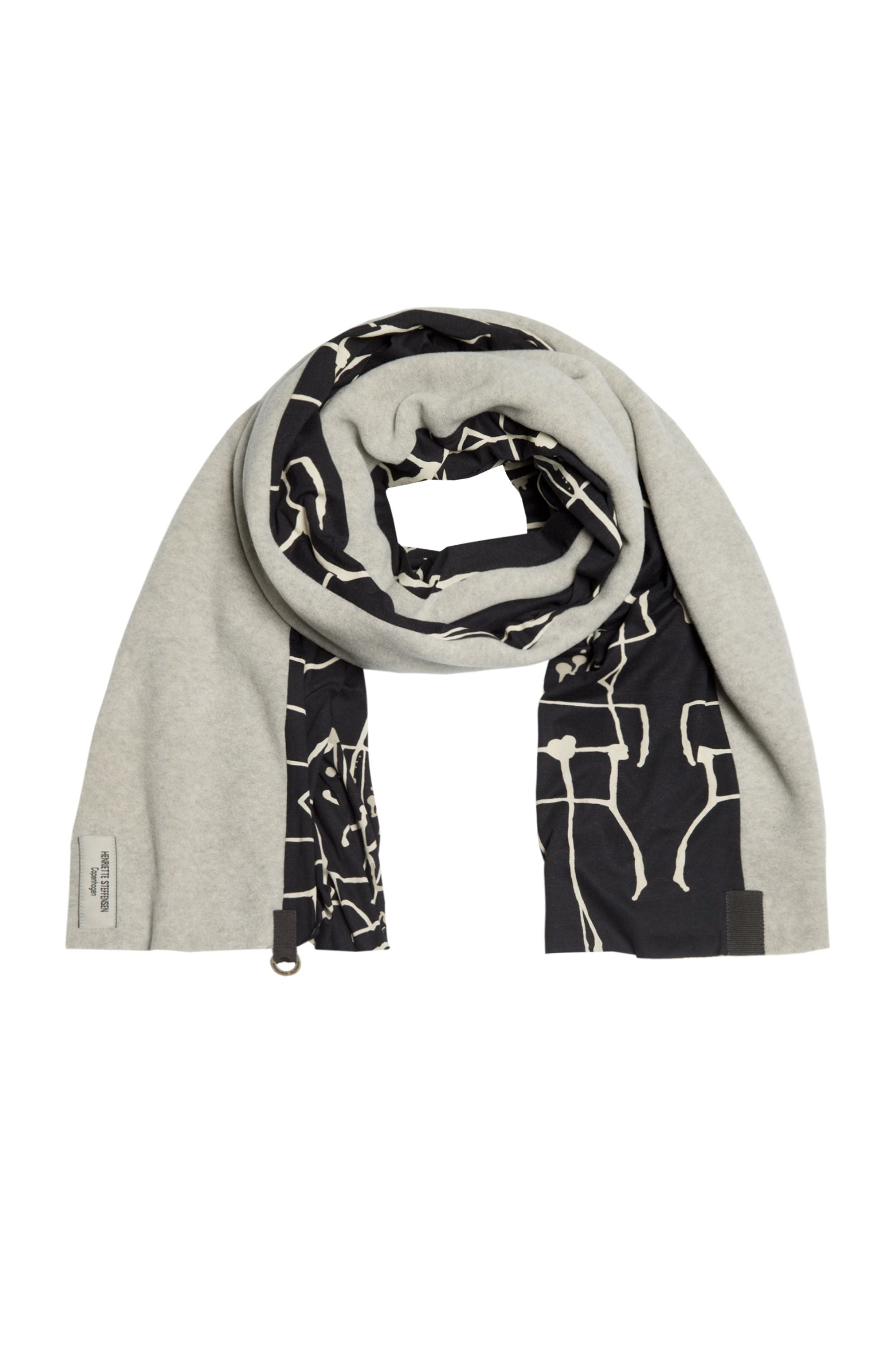 HENRIETTE STEFFENSEN COPENHAGEN SCARF MIX - 4067 SCARFS SAND/ART PRINT BLACK 806