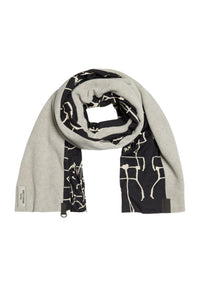 SCARF MIX - 4067 - SAND/ART PRINT BLACK