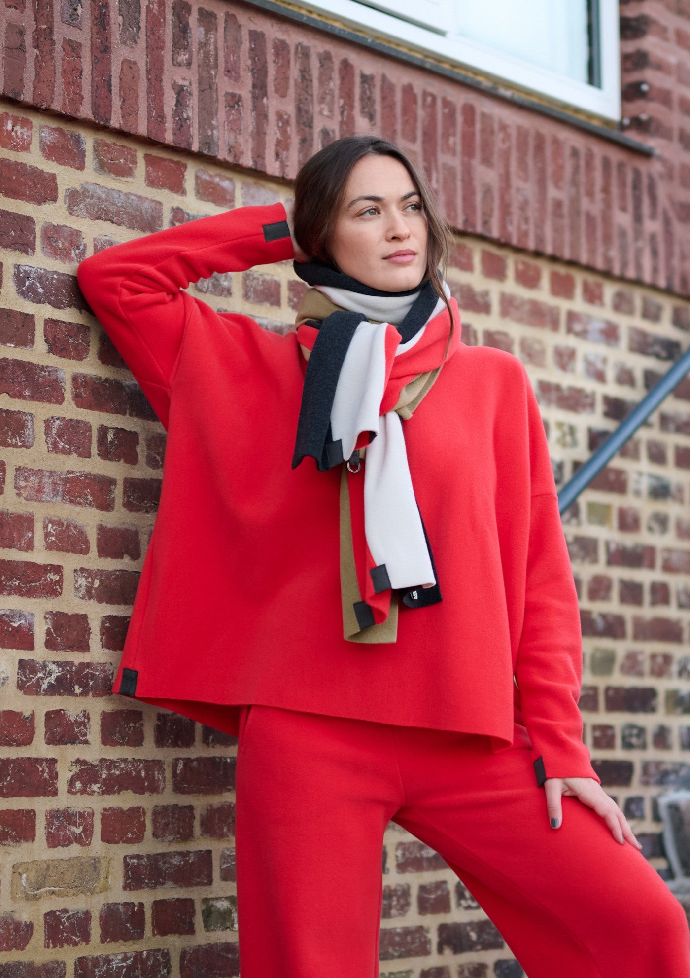 HENRIETTE STEFFENSEN COPENHAGEN SCARF NO WASTE - 4125 SCARFS OLIVE/TOMATO/KIT/SB 330