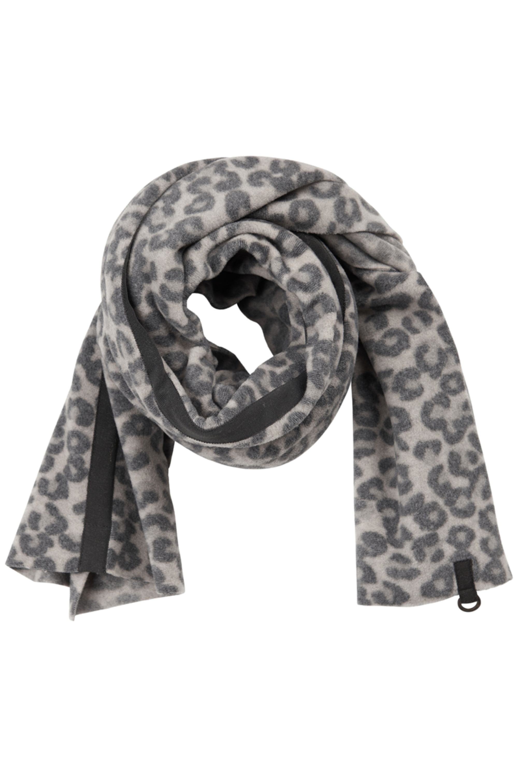 HENRIETTE STEFFENSEN COPENHAGEN SCARF WITH HOOD - 4054P HATS LEOPARD grey 105
