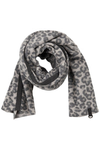 SCARF WITH HOOD - 4054P - LEOPARD grey