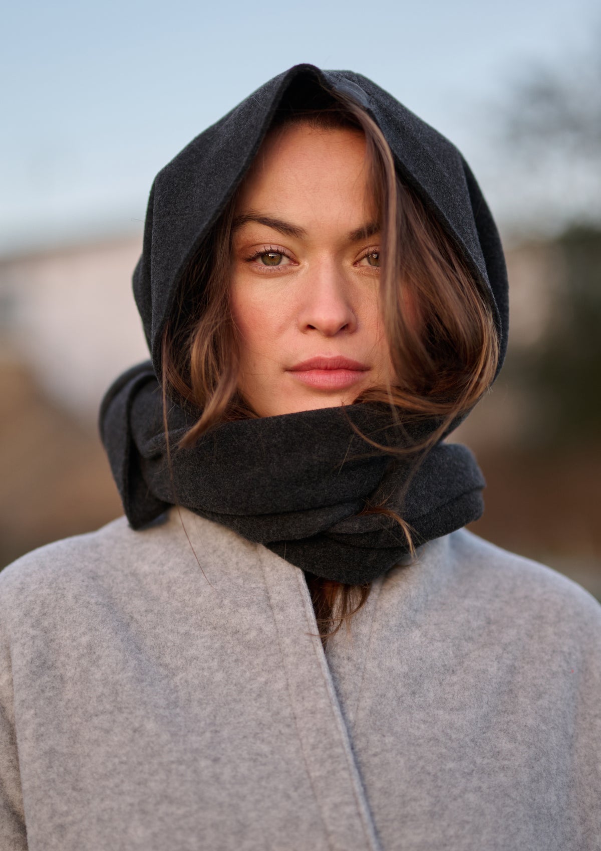 HENRIETTE STEFFENSEN COPENHAGEN SCARF WITH HOOD - 4127 SCARFS SOFT BLACK 914
