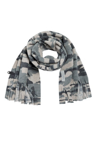SCARF WITH LONG FRINGES - 4077P - CAMOUFLAGE