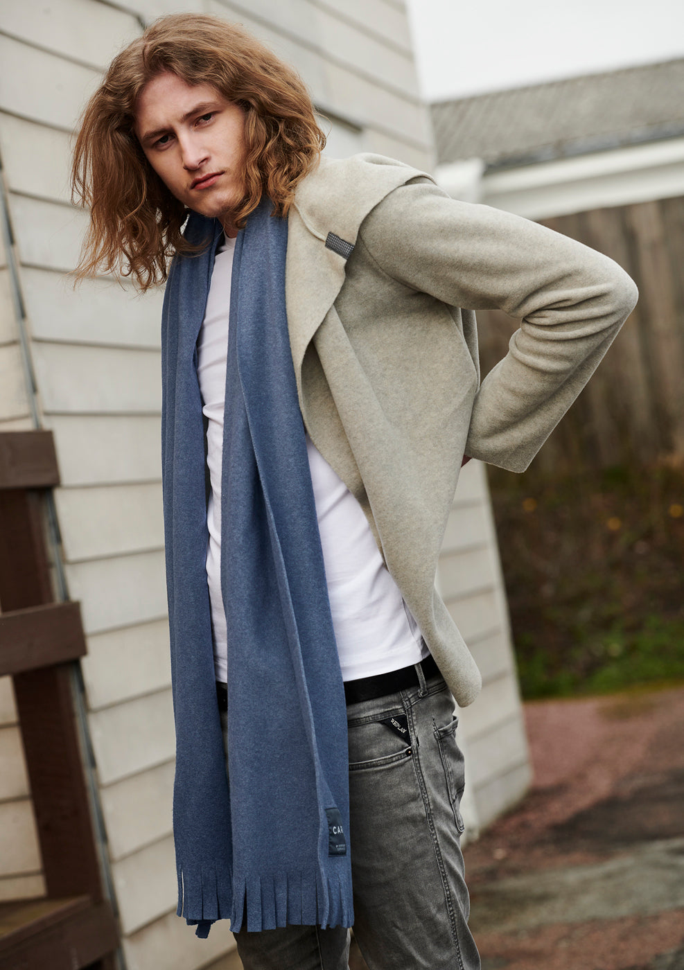 CARL BY STEFFENSEN COPENHAGEN SCARF W/ FRINGES - 1006C SCARFS BLUE 500