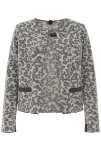 SHORT CARDIGAN - 7109P - LEOPARD grey
