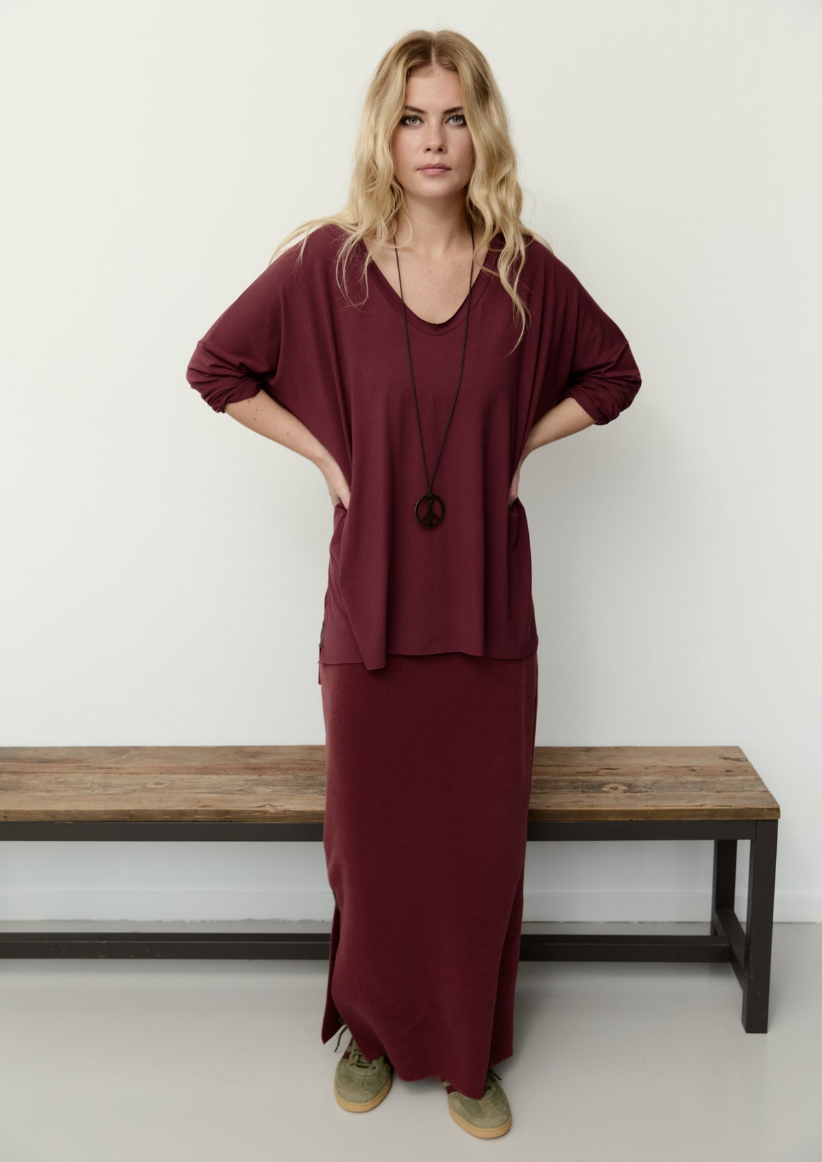 HENRIETTE STEFFENSEN COPENHAGEN SKIRT LONG - 3227 NEDERDELE BORDEAUX 474