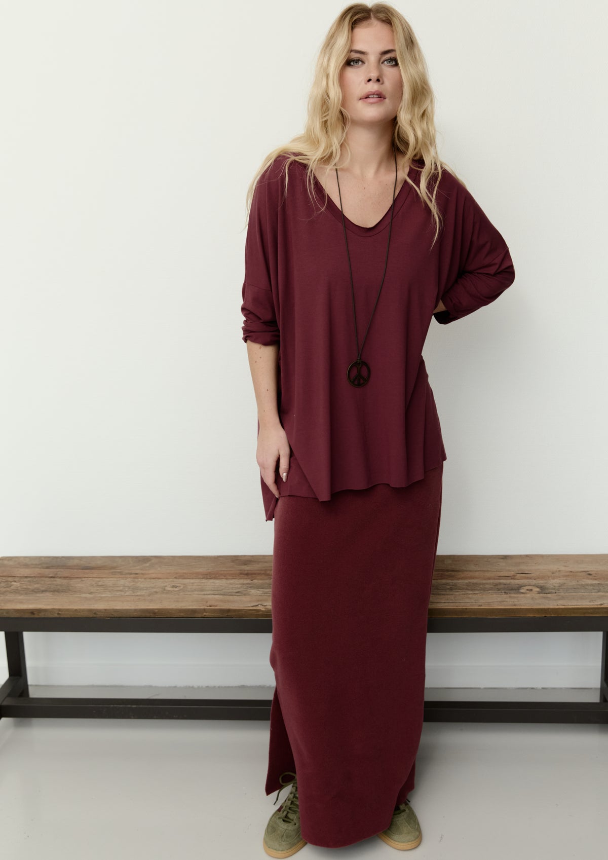 HENRIETTE STEFFENSEN COPENHAGEN SKIRT LONG - 3227 NEDERDELE BORDEAUX 474