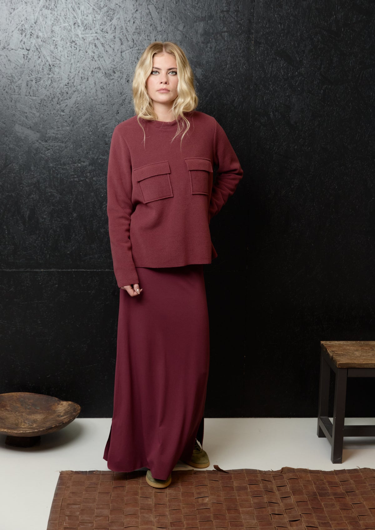 HENRIETTE STEFFENSEN COPENHAGEN SKIRT LONG - 98033 NEDERDELE BORDEAUX 474