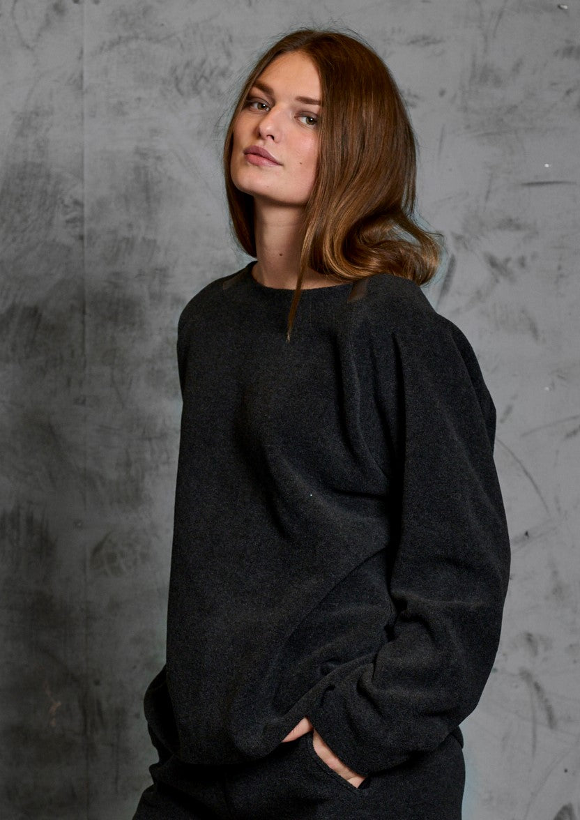 HENRIETTE STEFFENSEN COPENHAGEN SWEATER LOOSE FIT - 1290 SWEATERS fleece SOFT BLACK 914