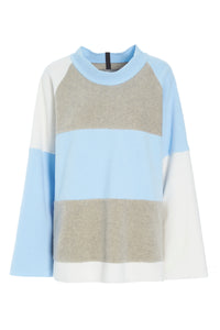 SWEATER LOOSE FIT - 1357 - BABY BLUE/OFF WHITE/SAND