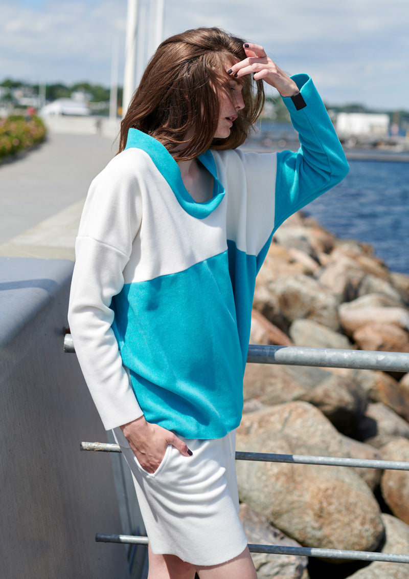 HENRIETTE STEFFENSEN COPENHAGEN SWEATER NO WASTE - 1351 SWEATERS fleece LAGOON/OFF WHITE 445
