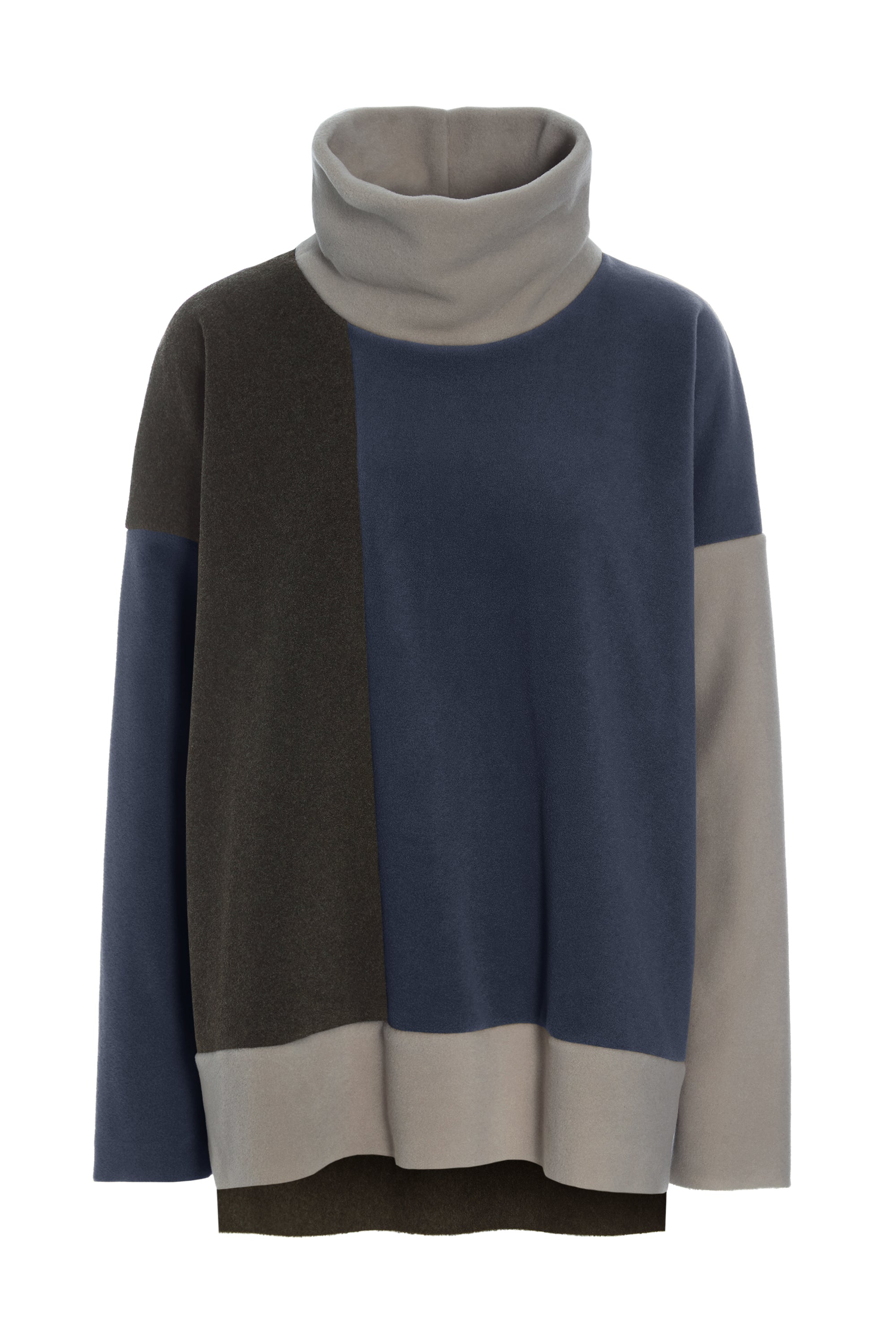 HENRIETTE STEFFENSEN COPENHAGEN SWEATER PATCH - 1380 BLUSER EVENING BLUE/CHOCOLATE/ELEPH 322