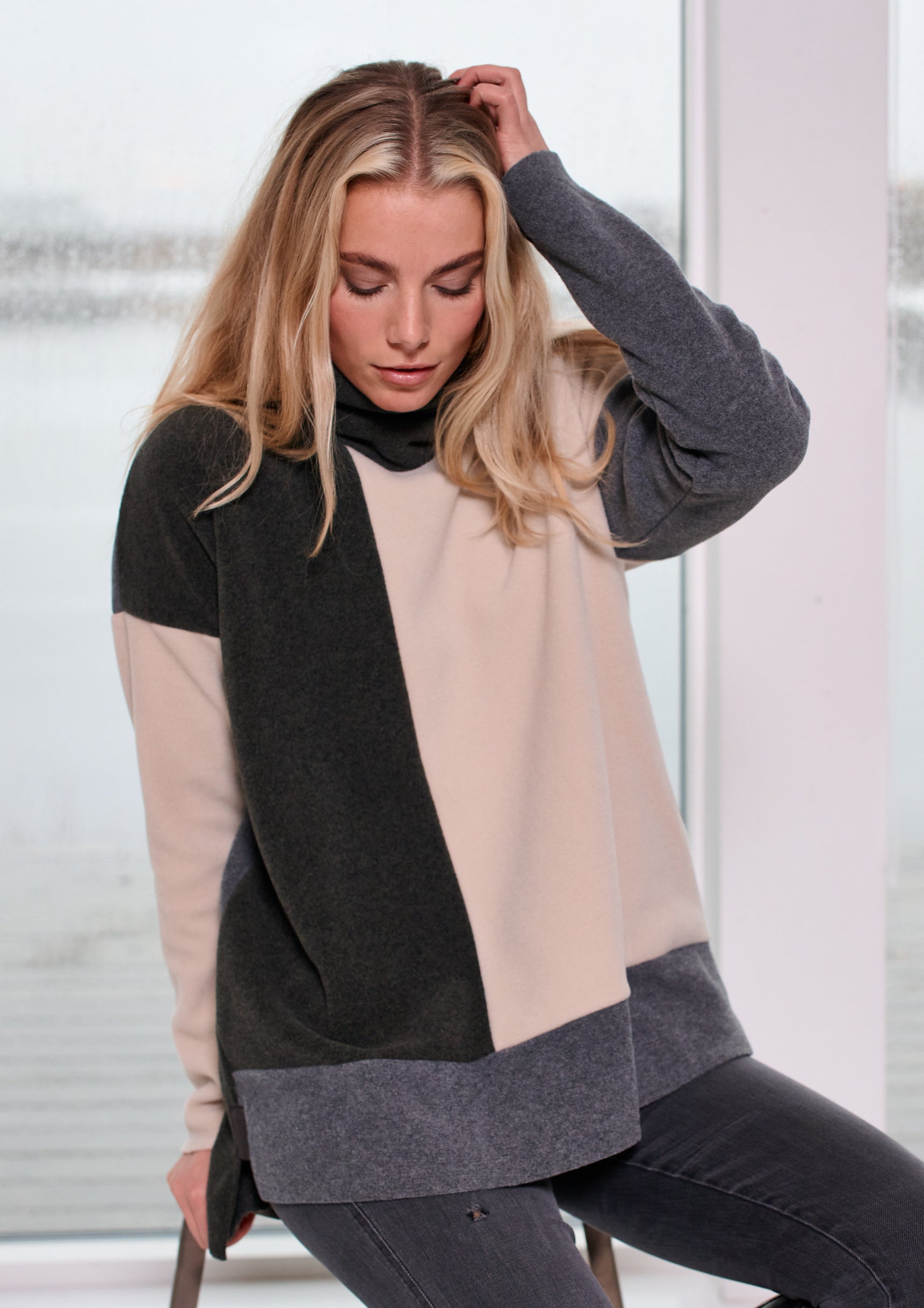 HENRIETTE STEFFENSEN COPENHAGEN SWEATER PATCH - 1380 BLUSER FORREST/GREY/KIT 116