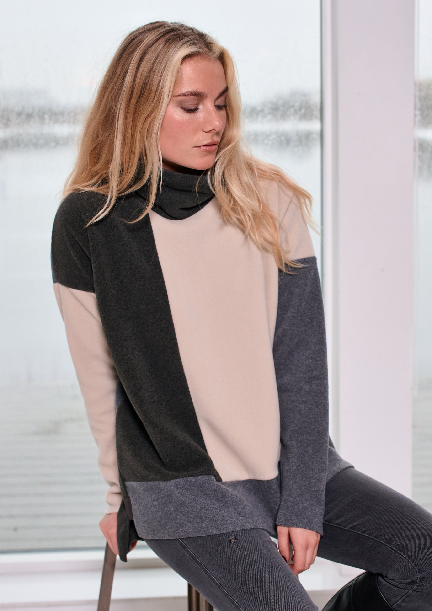 HENRIETTE STEFFENSEN COPENHAGEN SWEATER PATCH - 1380 BLUSER FORREST/GREY/KIT 116