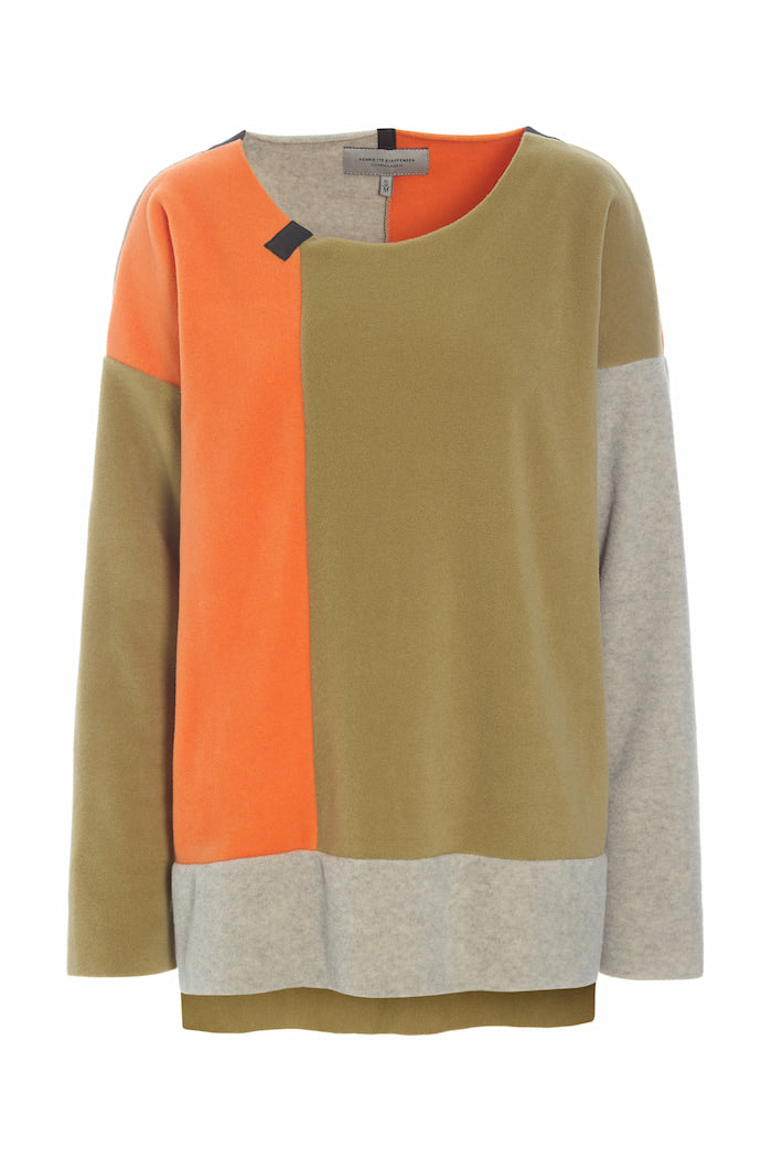 HENRIETTE STEFFENSEN COPENHAGEN SWEATER PATCH - 1369 SWEATERS fleece OLIVE/SAND/ORANGE 462