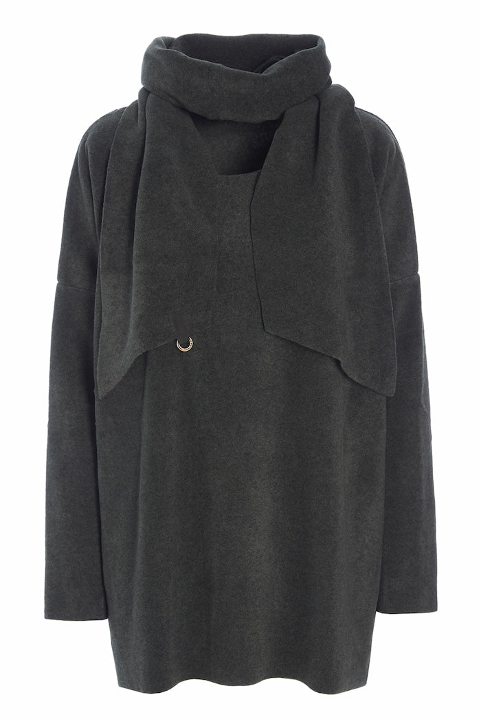 HENRIETTE STEFFENSEN COPENHAGEN SWEATER WITH SCARF - 1338 BLUSER FORREST 600