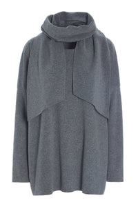 SWEATER WITH SCARF - 1338 - GREY