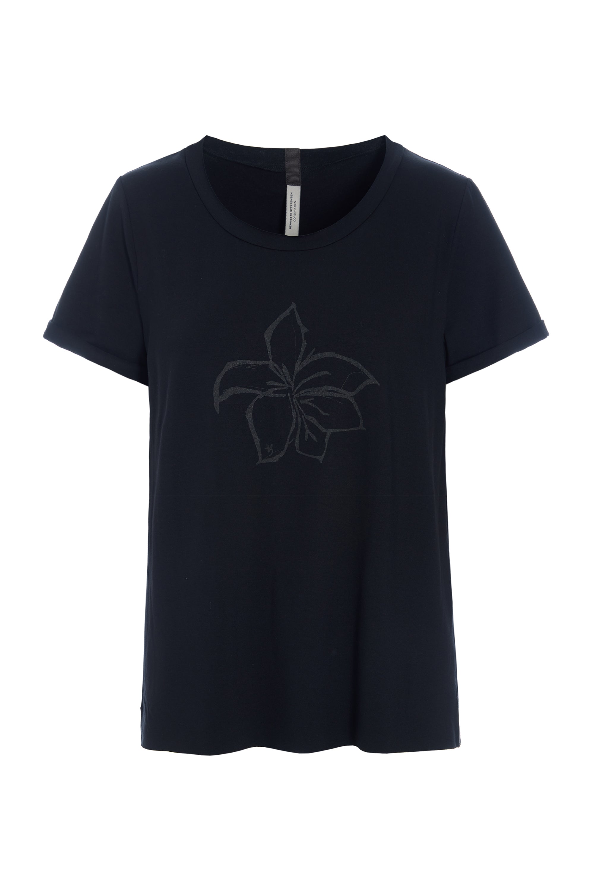 HENRIETTE STEFFENSEN COPENHAGEN T-SHIRT - 96107 HS FLOWER T-SHIRTS BLACK 900
