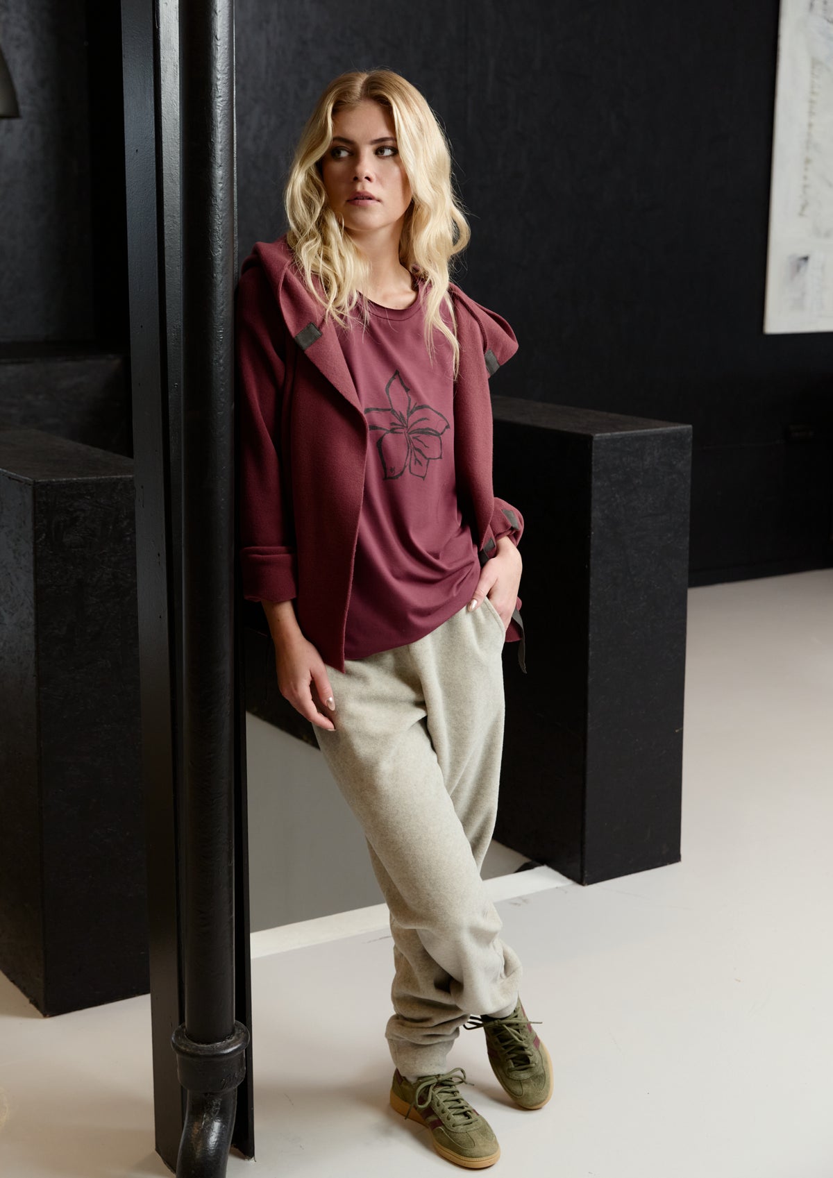 HENRIETTE STEFFENSEN COPENHAGEN T-SHIRT - 96107 HS FLOWER T-SHIRTS BORDEAUX 474
