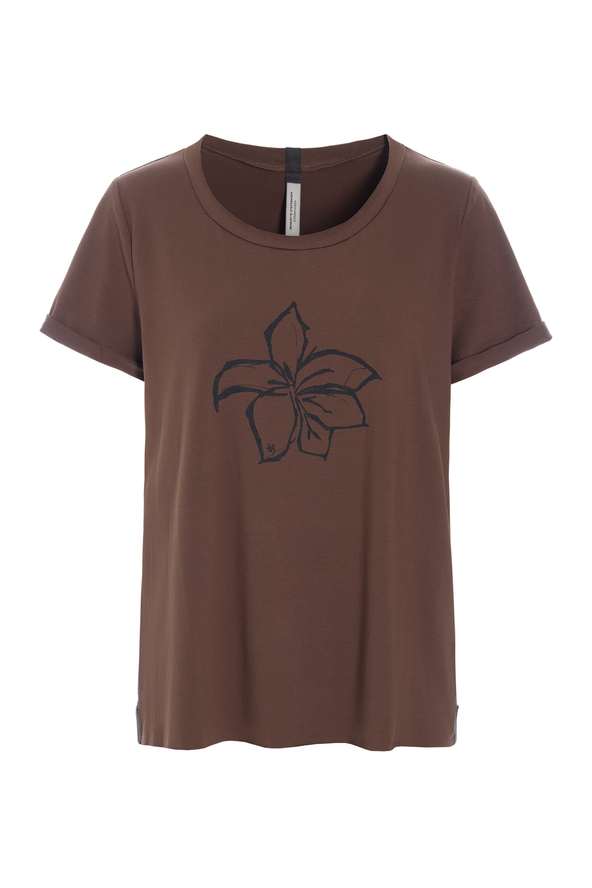 HENRIETTE STEFFENSEN COPENHAGEN T-SHIRT - 96107 HS FLOWER T-SHIRTS CHOCOLATE 844