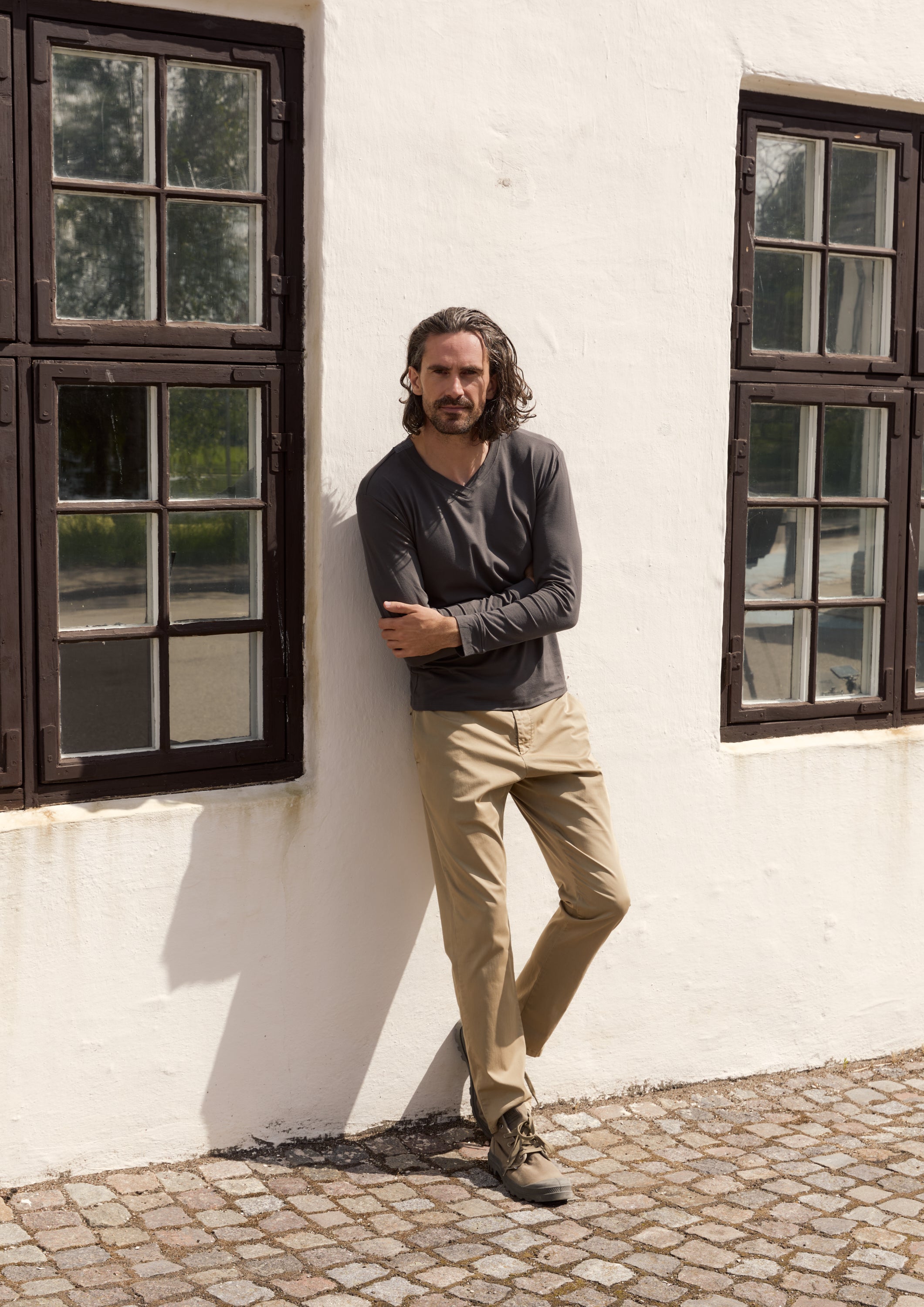 CARL BY STEFFENSEN COPENHAGEN T-SHIRT V-NECK LONG SLEEVE - 1021C T-SHIRTS GREY 905