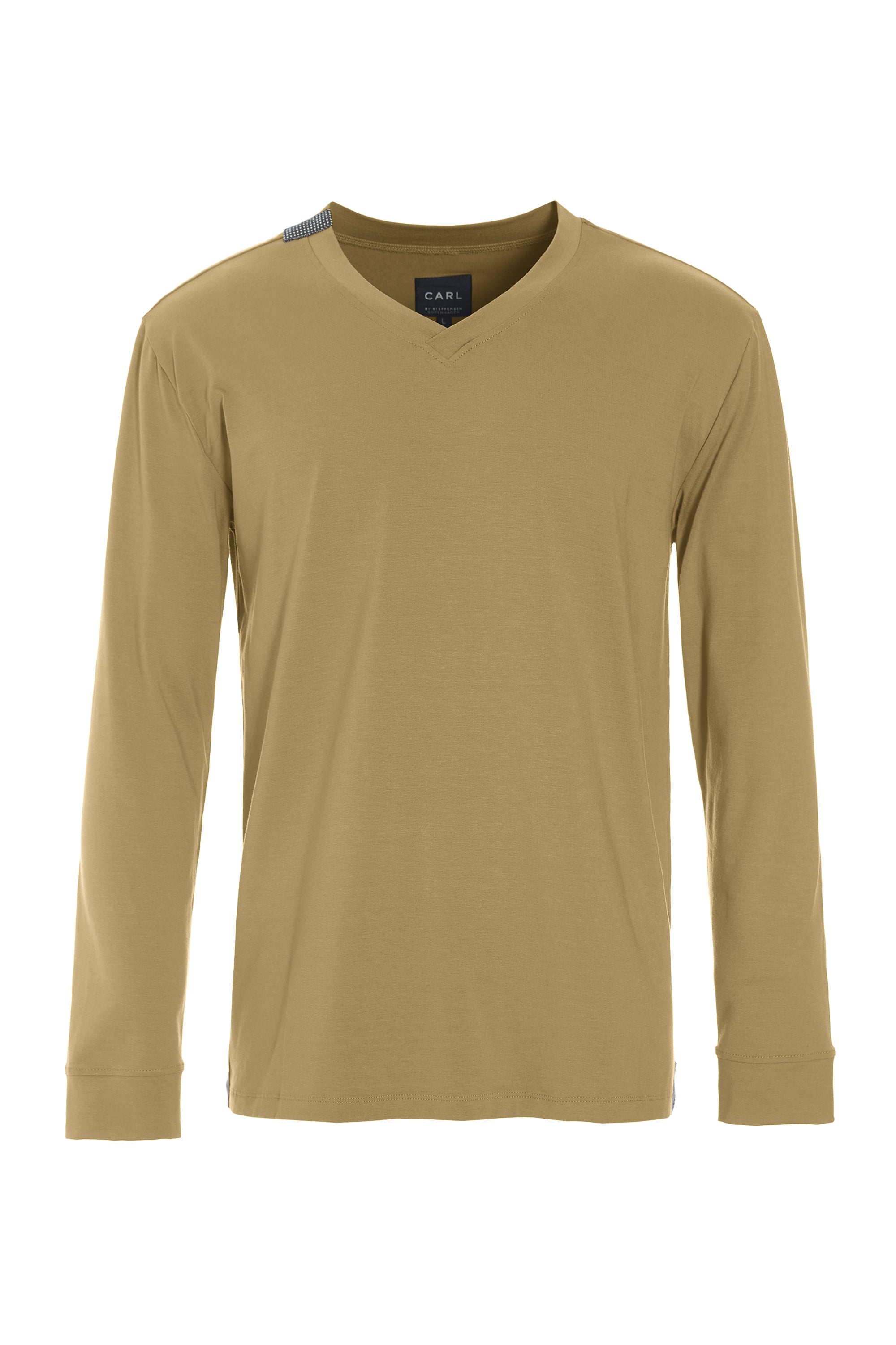 CARL BY STEFFENSEN COPENHAGEN T-SHIRT V-NECK LONG SLEEVE - 1021C T-SHIRTS OLIVE 655