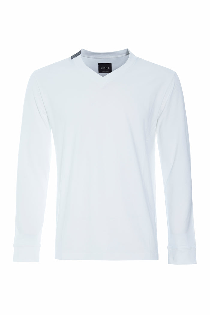 CARL BY STEFFENSEN COPENHAGEN T-SHIRT V-NECK LONG SLEEVE - 1021C T-SHIRTS WHITE 816