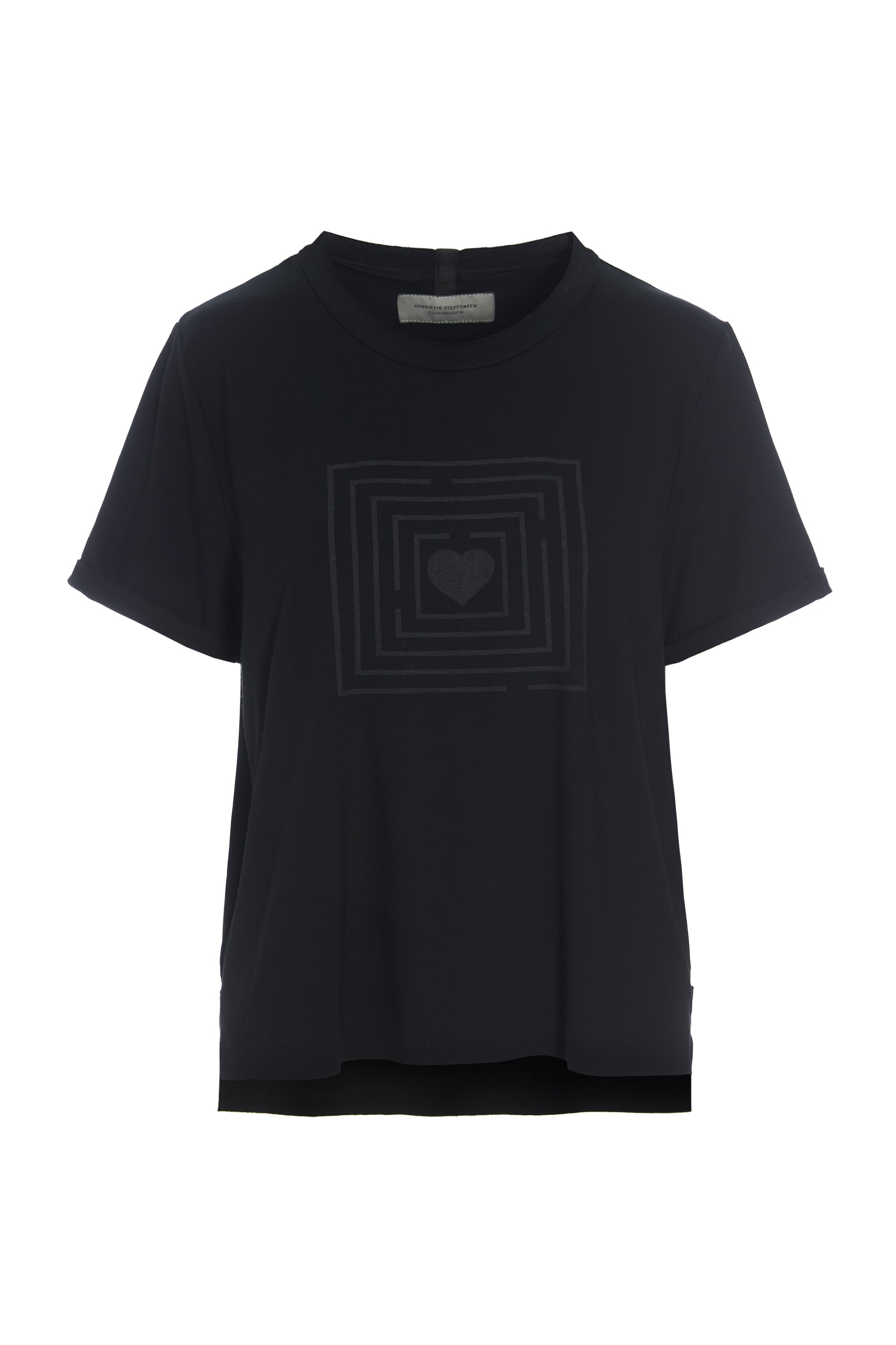 HENRIETTE STEFFENSEN COPENHAGEN TEE LABYRINTH PRINT - 96099 T-SHIRTS BLACK 900