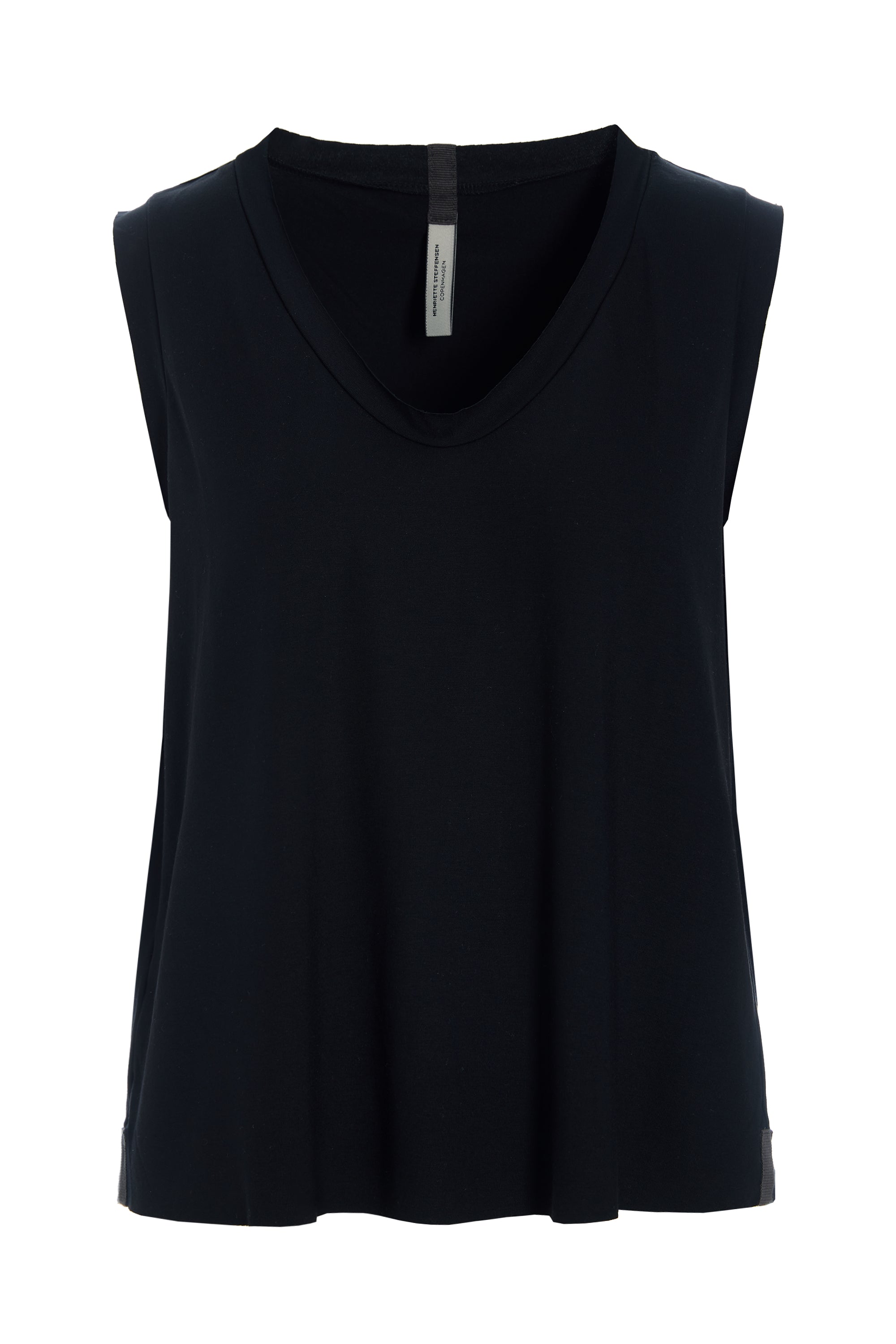 HENRIETTE STEFFENSEN COPENHAGEN TOP V-NECK - 96102 T-SHIRTS BLACK 900