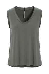 TOP V-NECK - 96102 - DUSTY GREEN