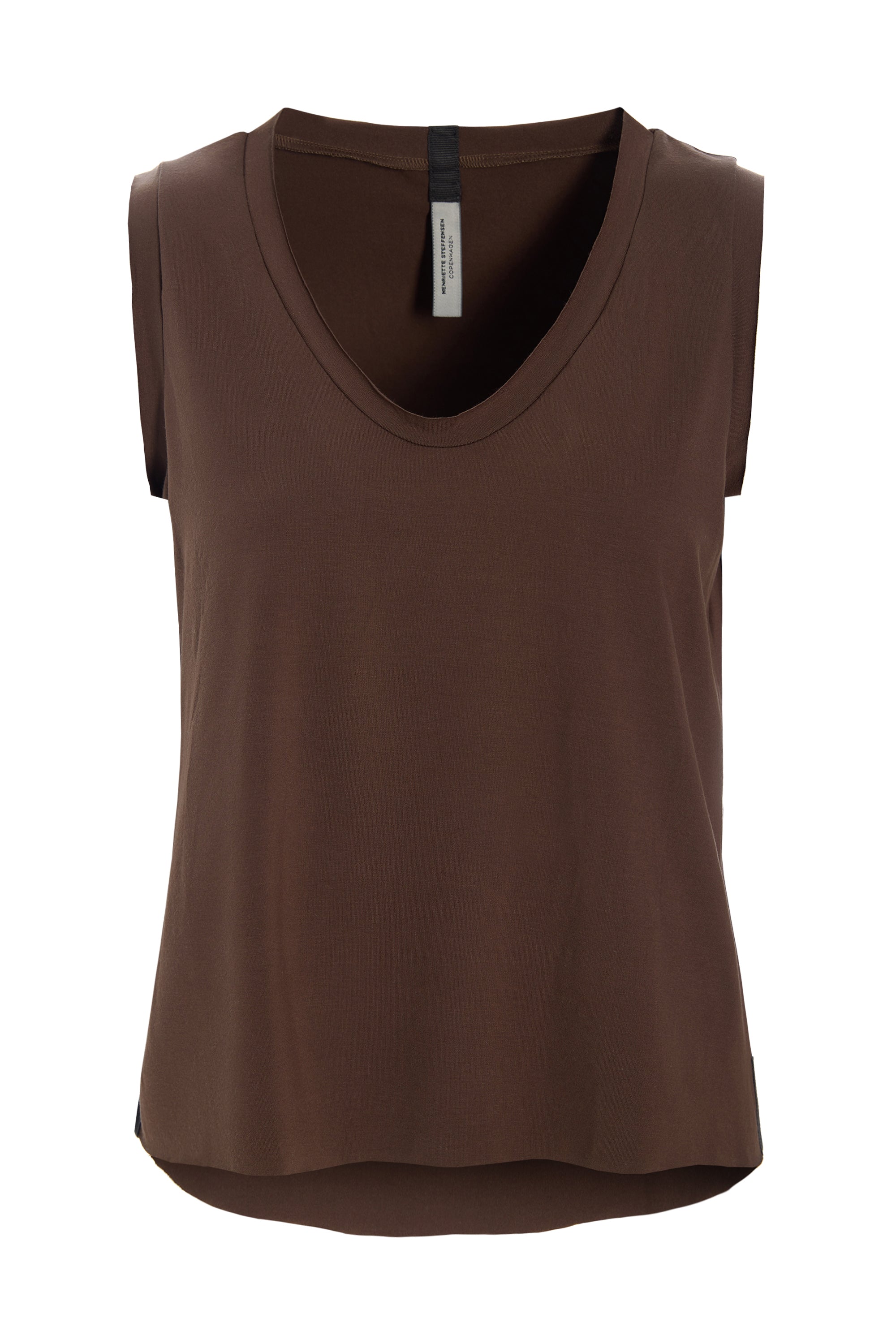 HENRIETTE STEFFENSEN COPENHAGEN TOP V- NECK - 96102 EARTH T-SHIRTS CHOCOLATE 844