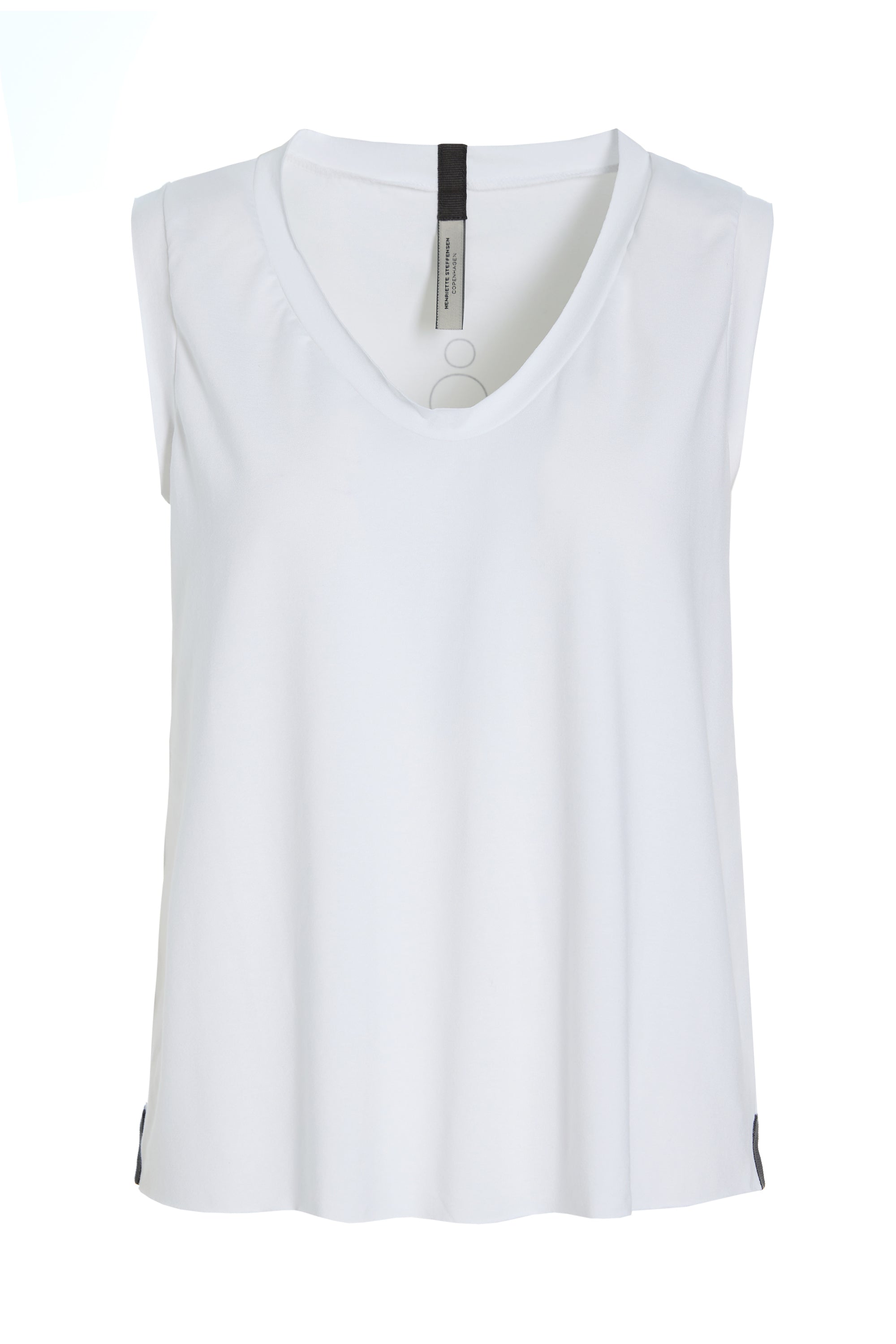 HENRIETTE STEFFENSEN COPENHAGEN TOP V- NECK - 96102 EARTH T-SHIRTS WHITE 816