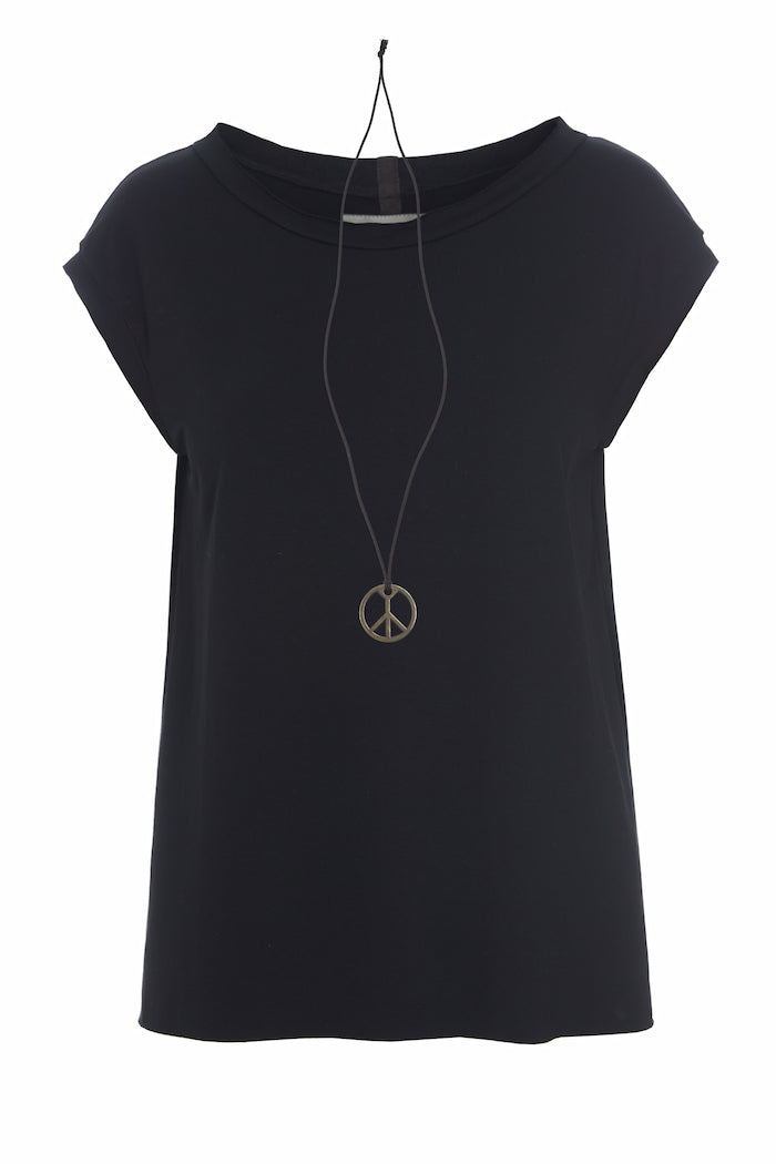 HENRIETTE STEFFENSEN COPENHAGEN TOP W/NECKLACE - 96080 T-SHIRTS BLACK 900