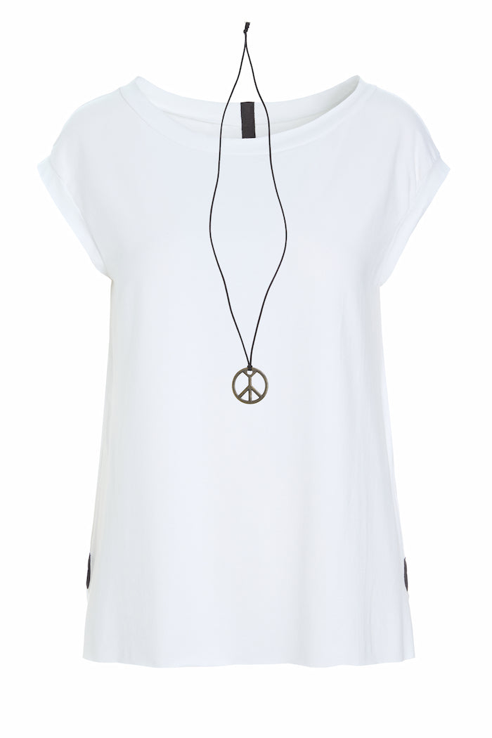 HENRIETTE STEFFENSEN COPENHAGEN TOP W/NECKLACE - 96080 T-SHIRTS WHITE 816