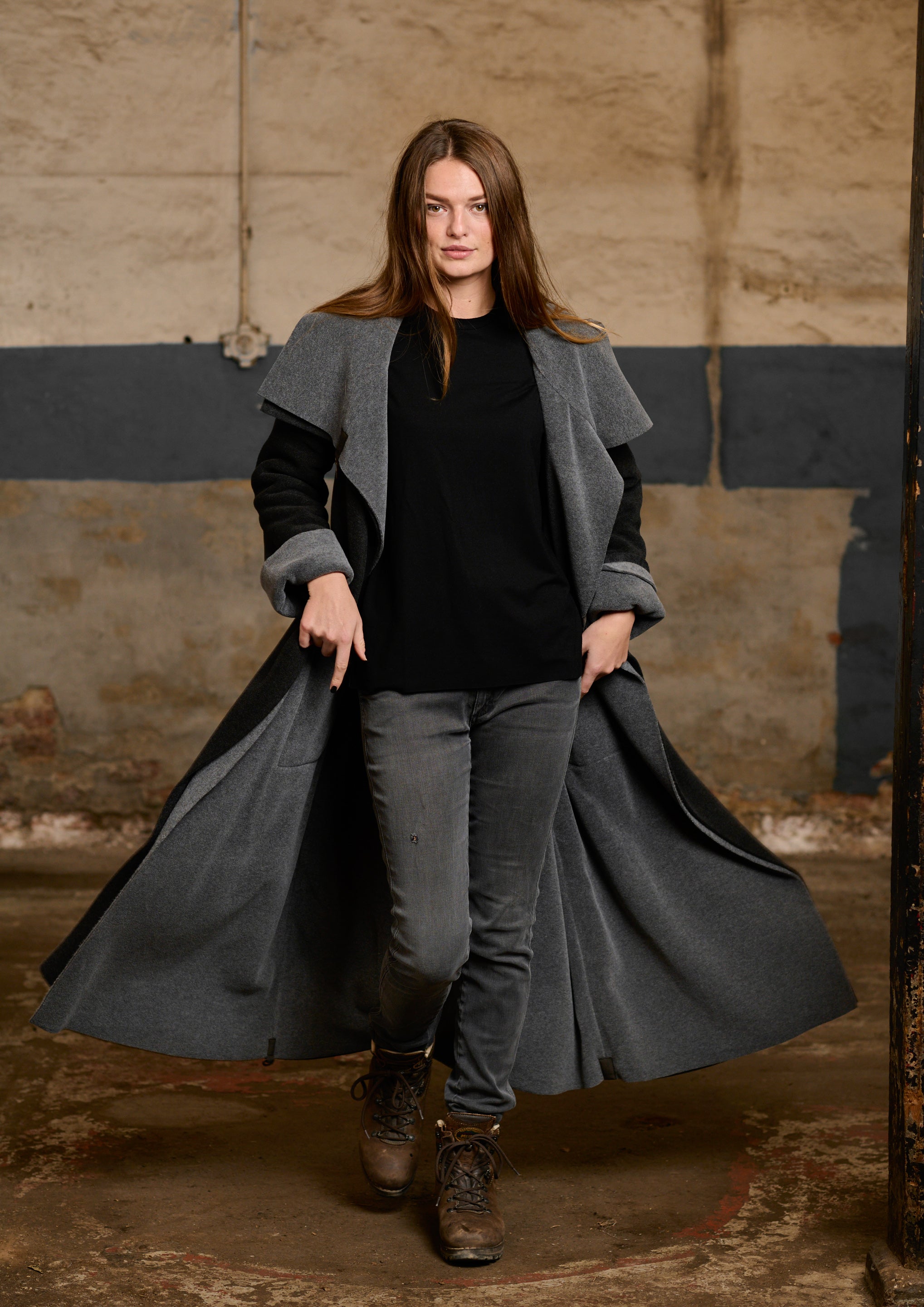 HENRIETTE STEFFENSEN COPENHAGEN TRENCHCOAT REVERSIBLE - 7145 COATS GREY/SOFT BLACK 647