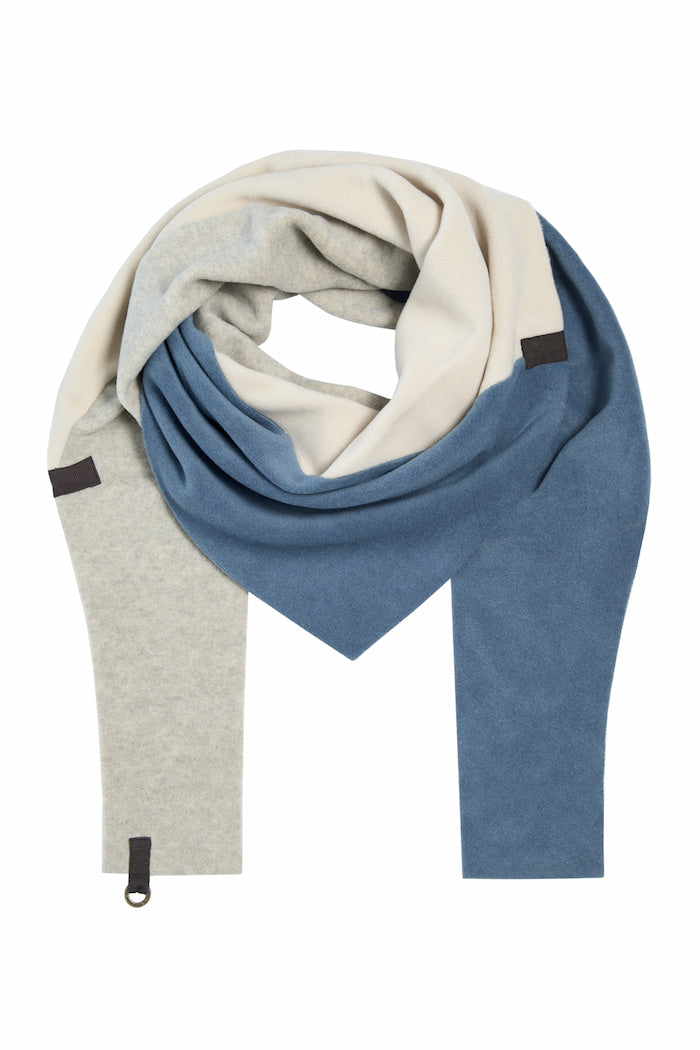 HENRIETTE STEFFENSEN COPENHAGEN TRIANGLE SCARF NO WASTE - 4078NW SCARFS DUSTY BLUE/KIT/SAND 732