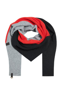 TRIANGLE SCARF NO WASTE - 4078NW - TOMATO/SB/LIGHT GREY