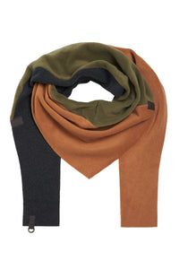 TRIANGLE SCARF NO WASTE - 4078 NW - RUST/SOFT BLACK/MOSS