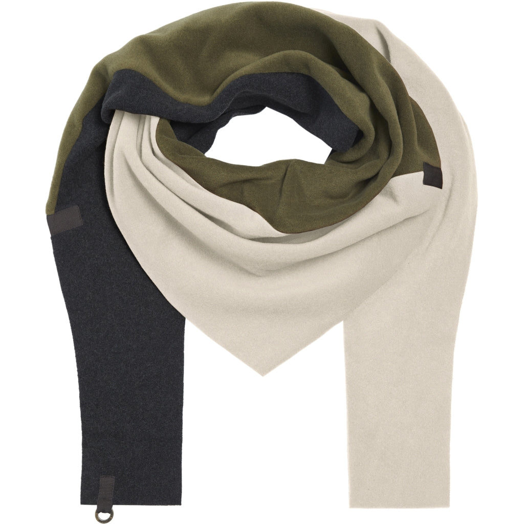 HENRIETTE STEFFENSEN COPENHAGEN TRIANGLE SCARF PATCH - 4100 SCARFS MOSS/KIT/SOFT BLACK 534