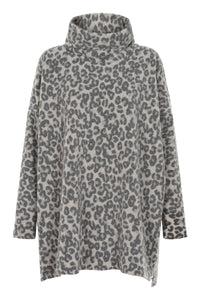 TUNIC WITH HIGH NECK - 1288P - LEOPARD grey