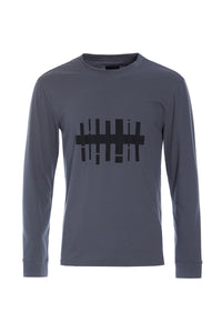 T SHIRT WITH PRINT & LONG SLEEVES - 1019CP - GREY