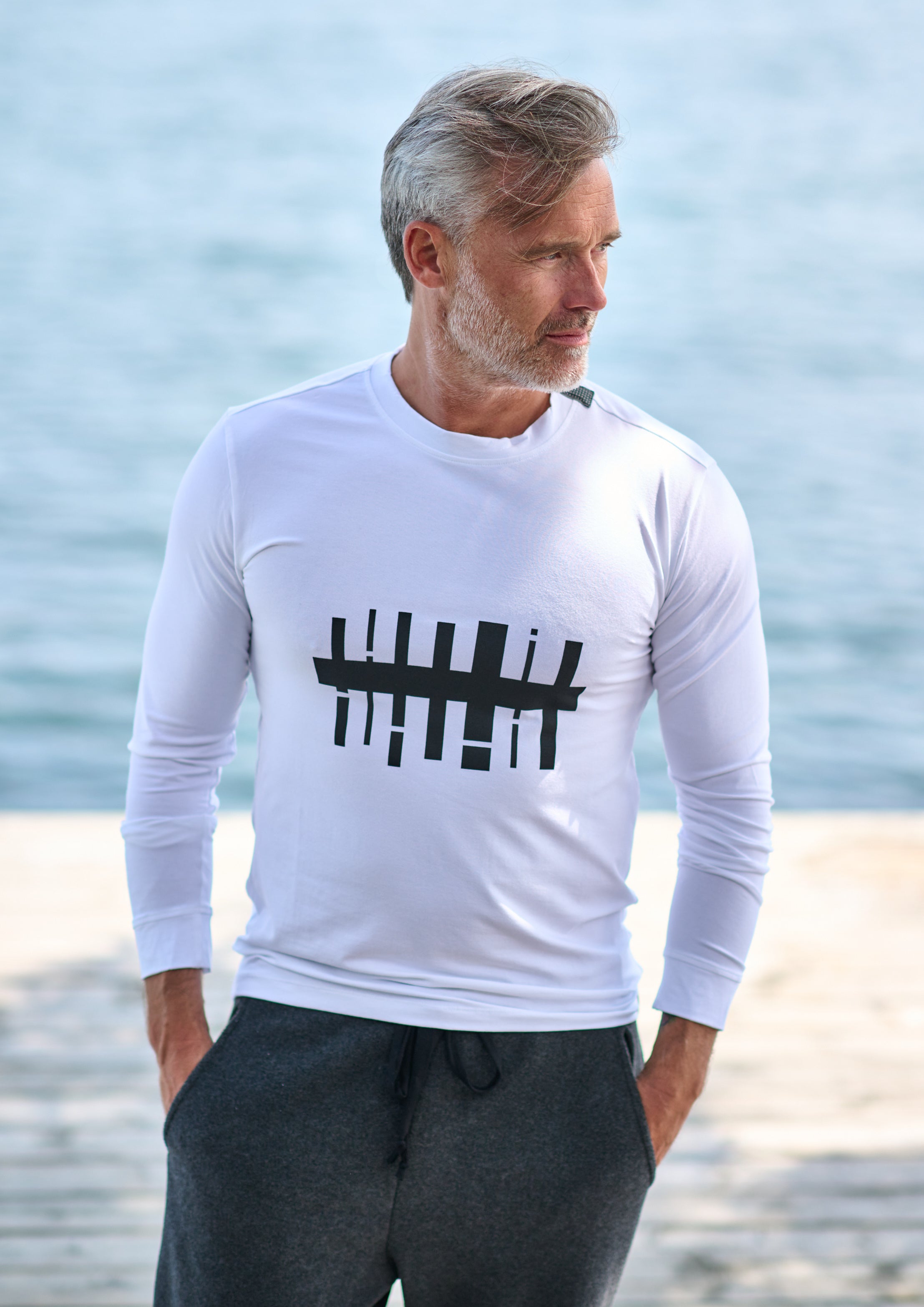 CARL BY STEFFENSEN COPENHAGEN T SHIRT WITH PRINT & LONG SLEEVES - 1019CP T-SHIRTS WHITE 816