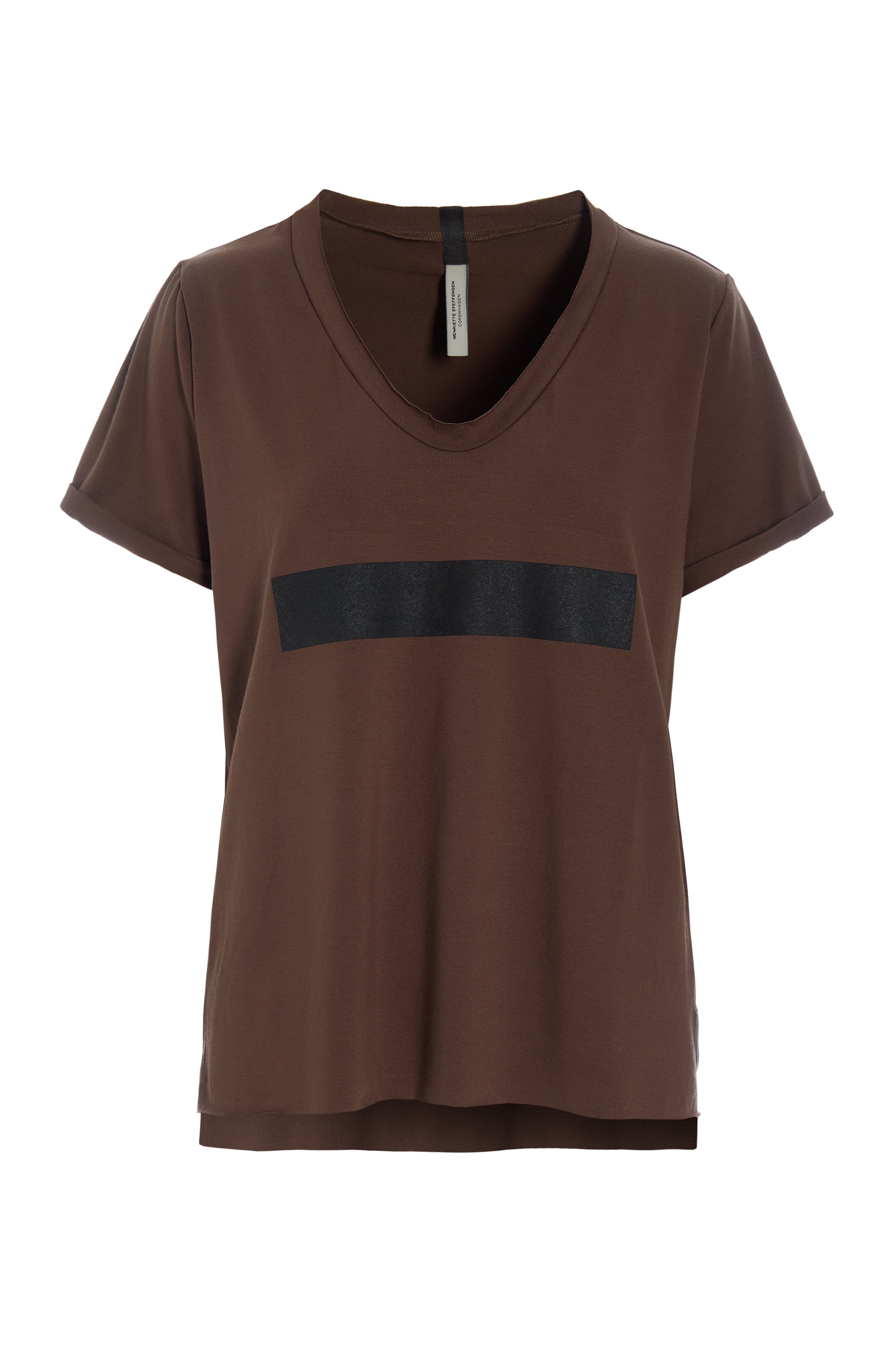 HENRIETTE STEFFENSEN COPENHAGEN V-NECK TEE - 96105 ERASE T-SHIRTS CHOCOLATE 844