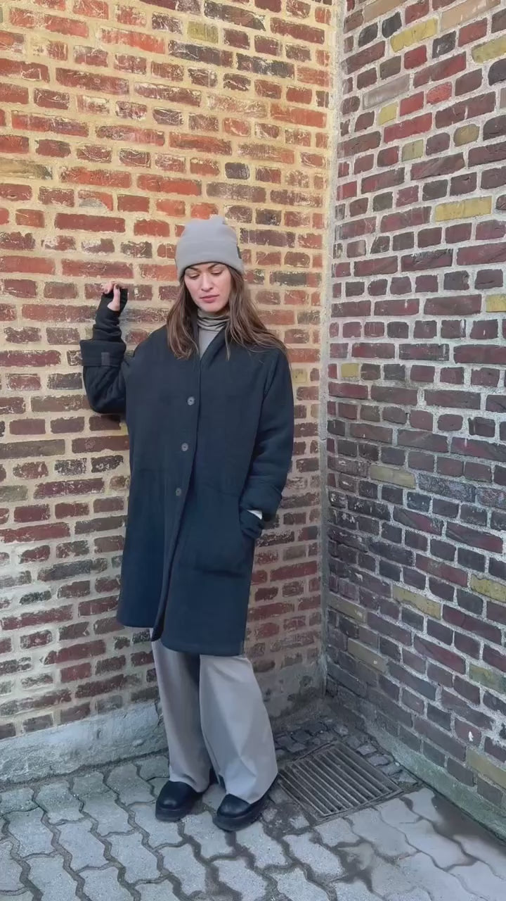 HENRIETTE STEFFENSEN COPENHAGEN COAT DOUBLE LAYER - 7165 COATS SOFT BLACK 914