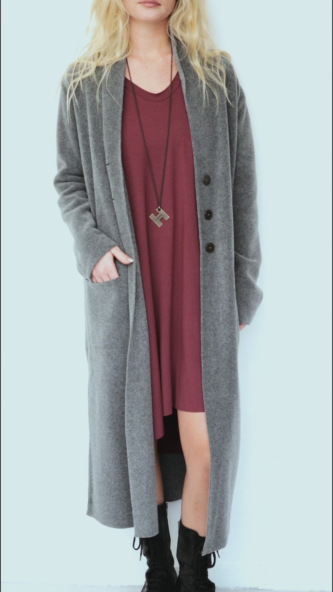 HENRIETTE STEFFENSEN COPENHAGEN LONG CARDIGAN - 7162 CARDIGANS GREY 905